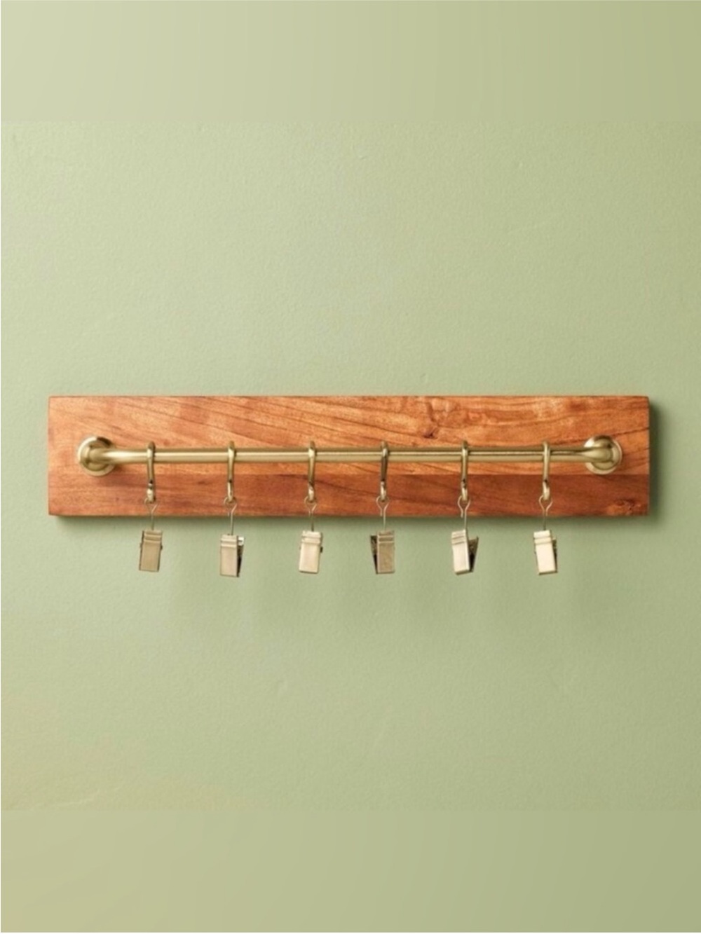Brass and Wood Wall Rail with Clips for Art - Hearth & Hand with Magnolia NEW